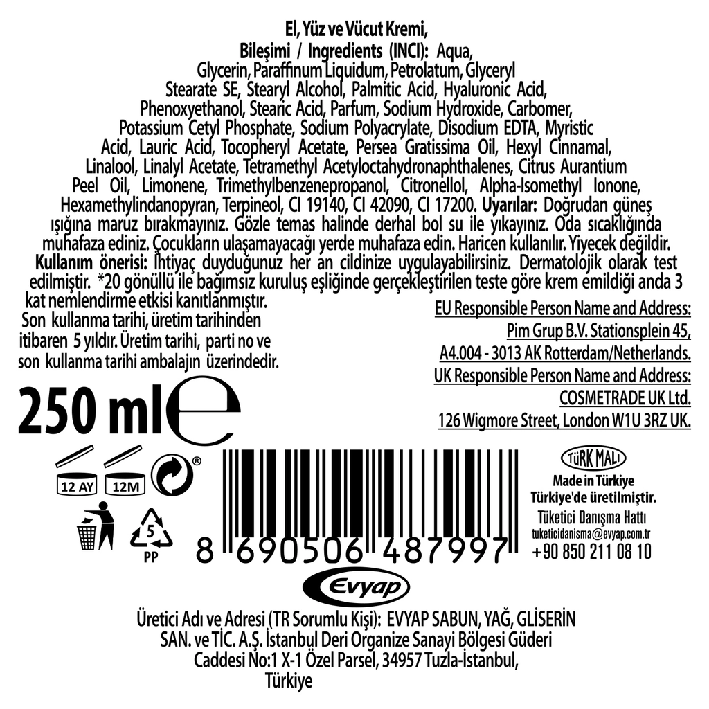 Arko Nem Değerli Yağlar Avokado Krem 250 ml