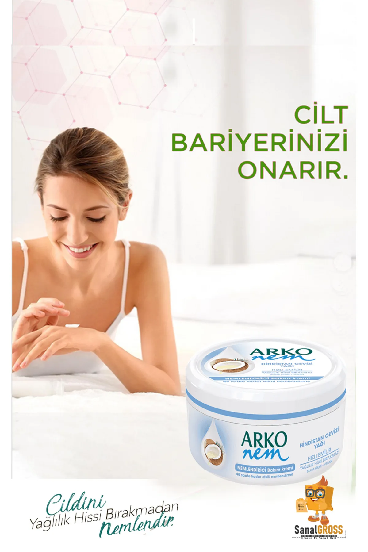 Arko Nem, Hindistan Cevizi Yağlı, El ve Vücut Kremi - 300 ml