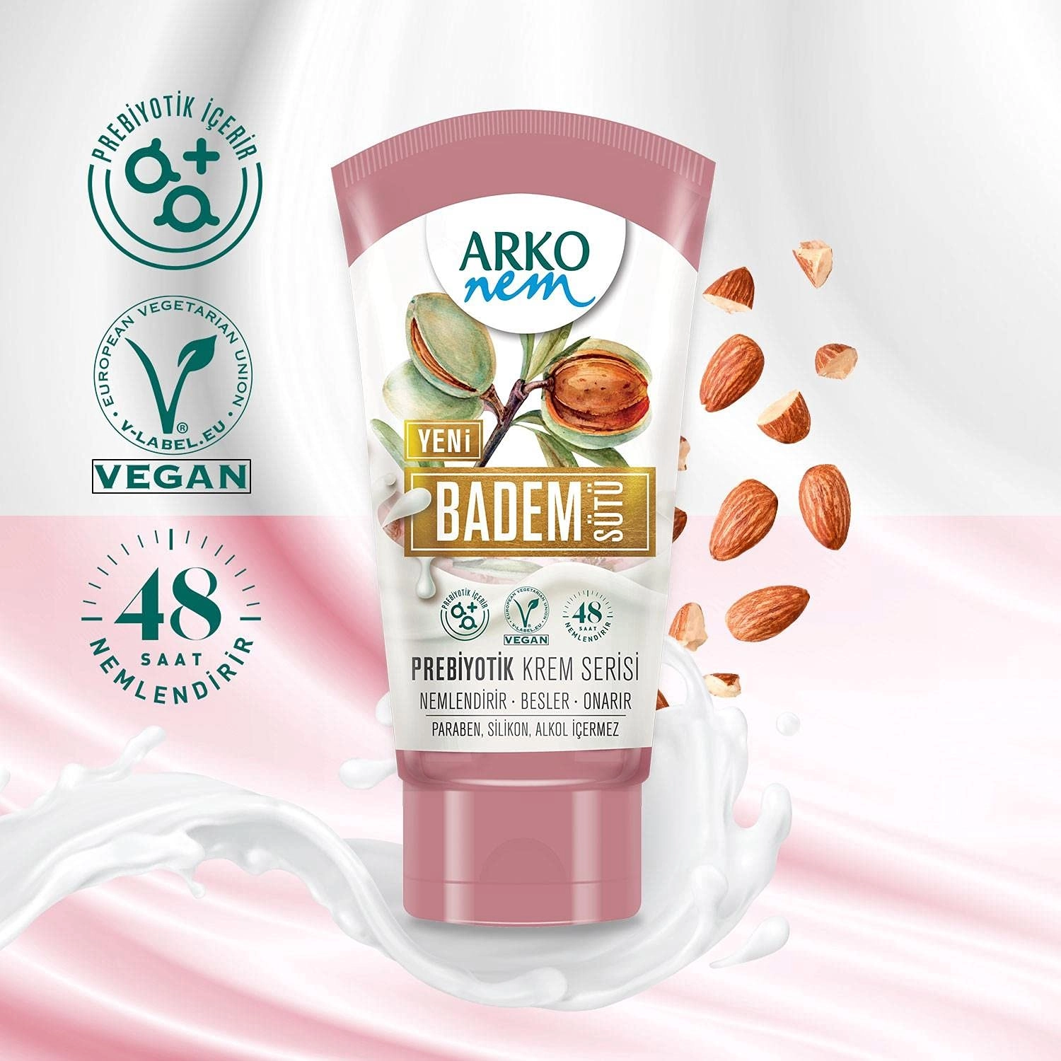 Arko Nem, Prebiyotik, Badem Sütü, El ve Vücut Kremi - 60 ml