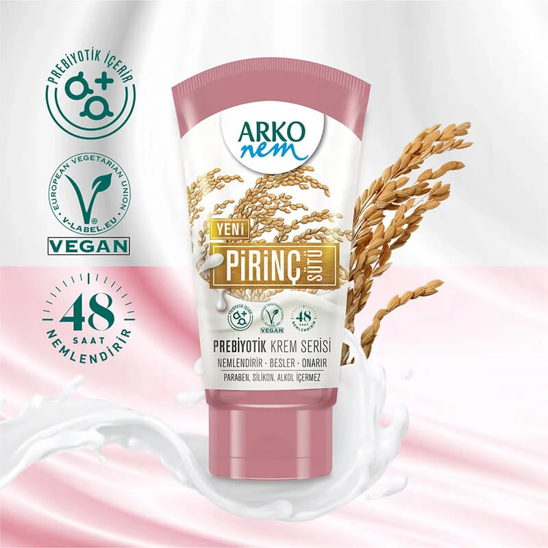 Arko Nem, Prebiyotik, Pirinç Sütü, El ve Vücut Kremi - 60 ml