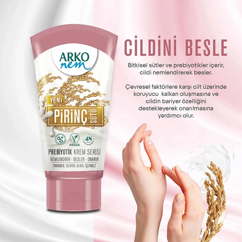 Arko Nem, Prebiyotik, Pirinç Sütü, El ve Vücut Kremi - 60 ml