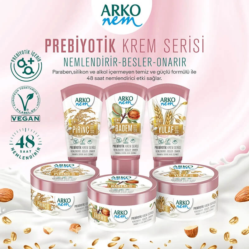 Arko Nem, Prebiyotik, Pirinç Sütü, El ve Vücut Kremi - 60 ml