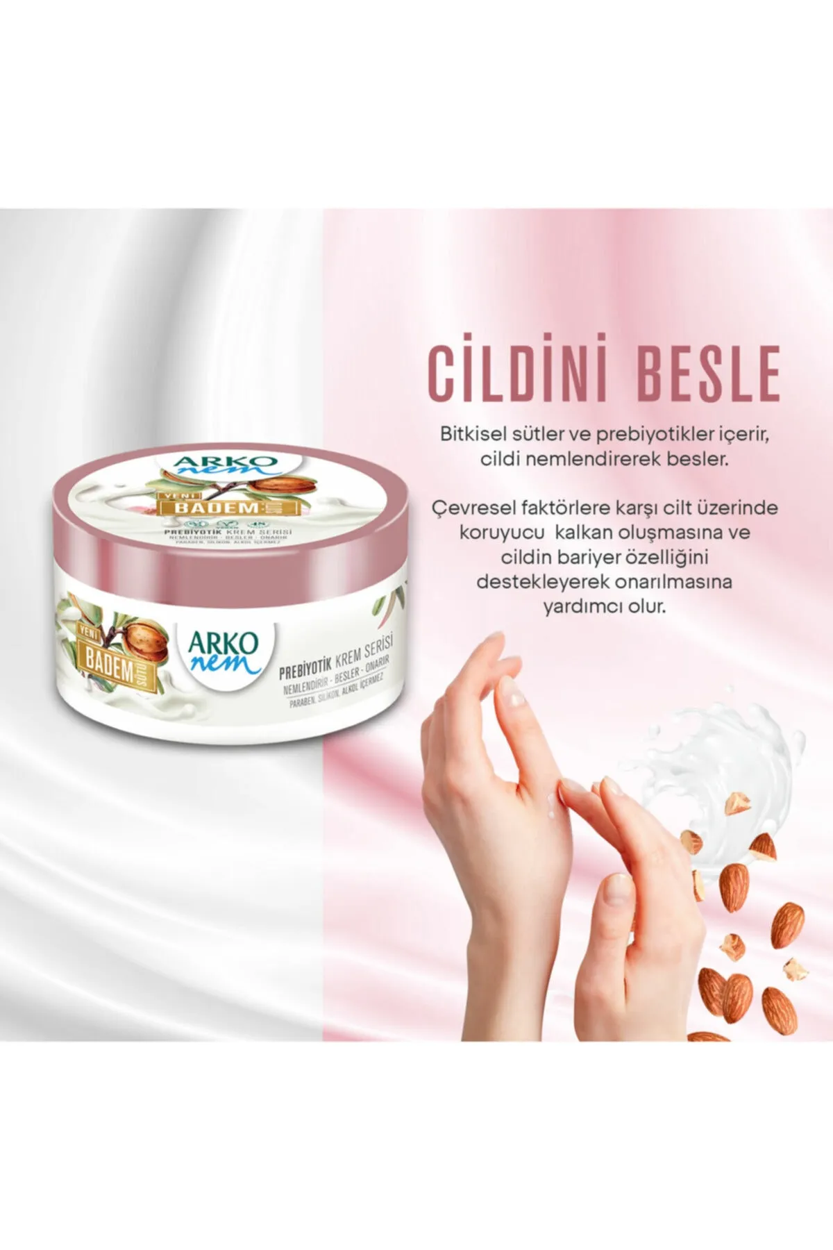 Arko Nem, Prebiyotik, Badem Sütü, El ve Vücut Kremi - 250 ml