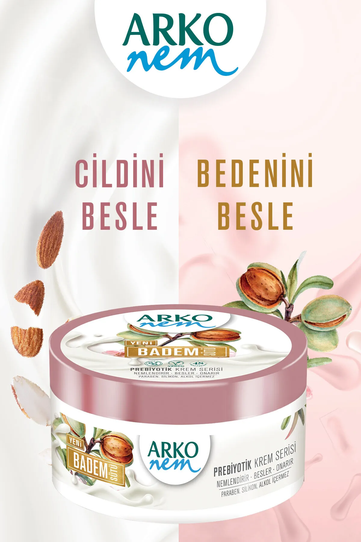 Arko Nem, Prebiyotik, Badem Sütü, El ve Vücut Kremi - 250 ml
