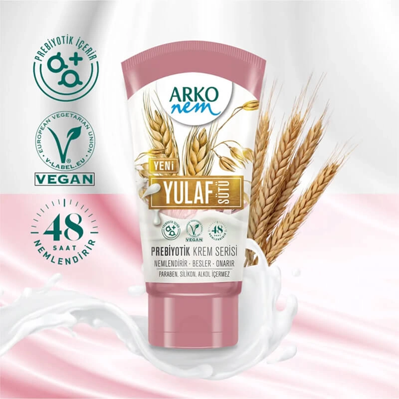 Arko Nem, Prebiyotik, Yulaf Sütü, El ve Vücut Kremi - 60 ml
