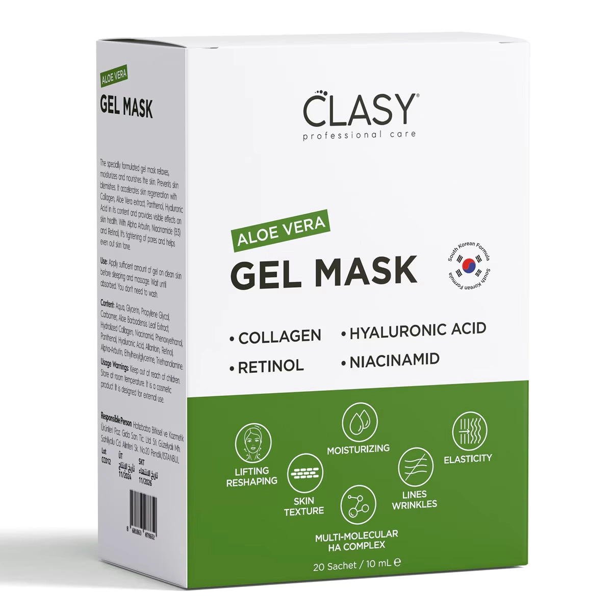 Clasy Care, Aloevera, Jel Maske - 20x10 ml