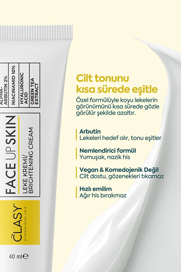 Clasy Care, Face Up Skin, Aydınlatıcı Leke Kremi Kremi - 40 ml