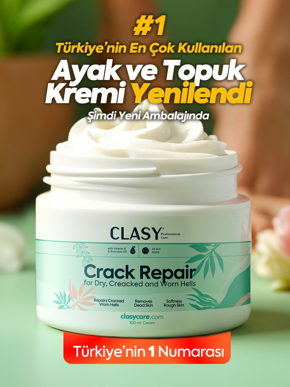 Clasy Care, Topuk Çatlak ve Ayak Bakım Kremi -100 ml