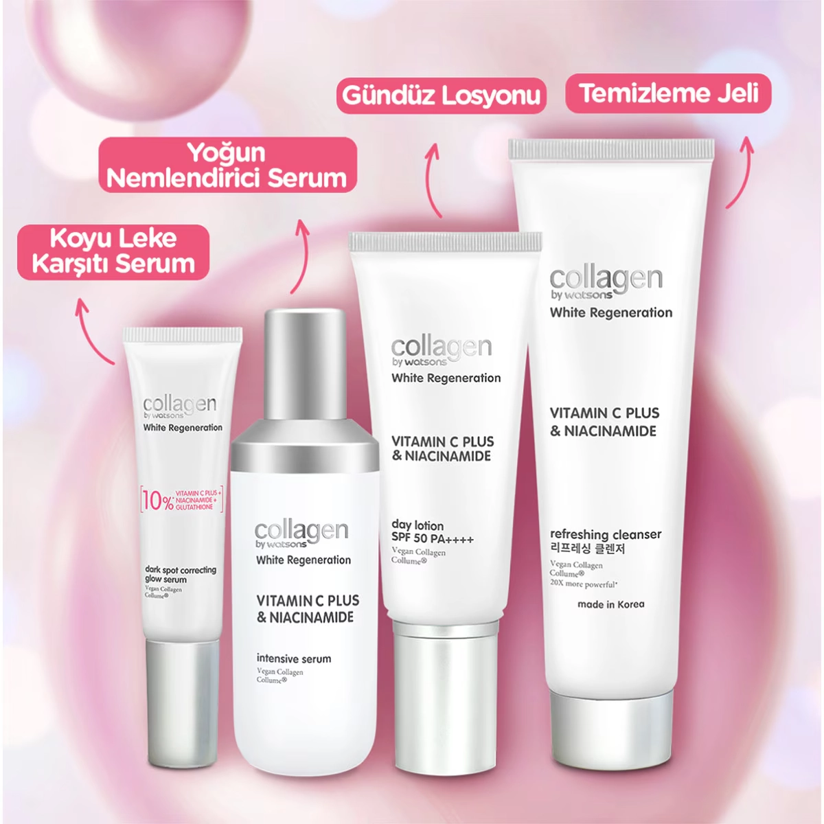 Collagen By Watsons, White Regeneration, Aydınlatıcı Yüz Güneş Koruyucu Losyon, SPF50 PA++++ 50 ml