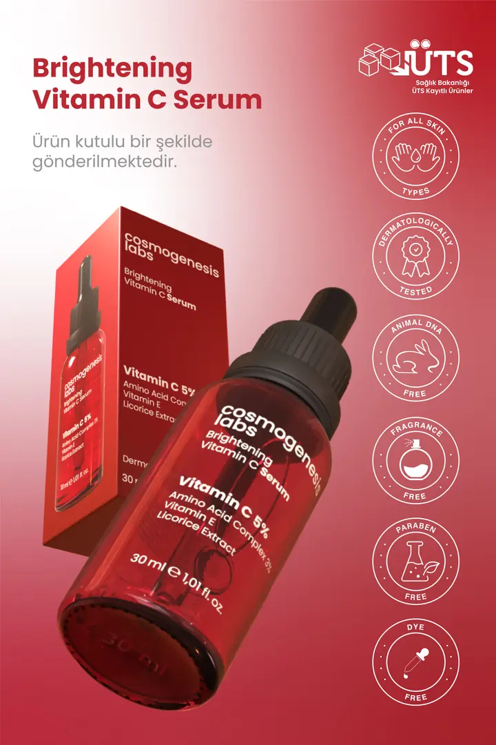 Cosmogenesis Labs, Aydınlatıcı, Pürüzsüzleştirici, Vitamin C Serum - 30 ml