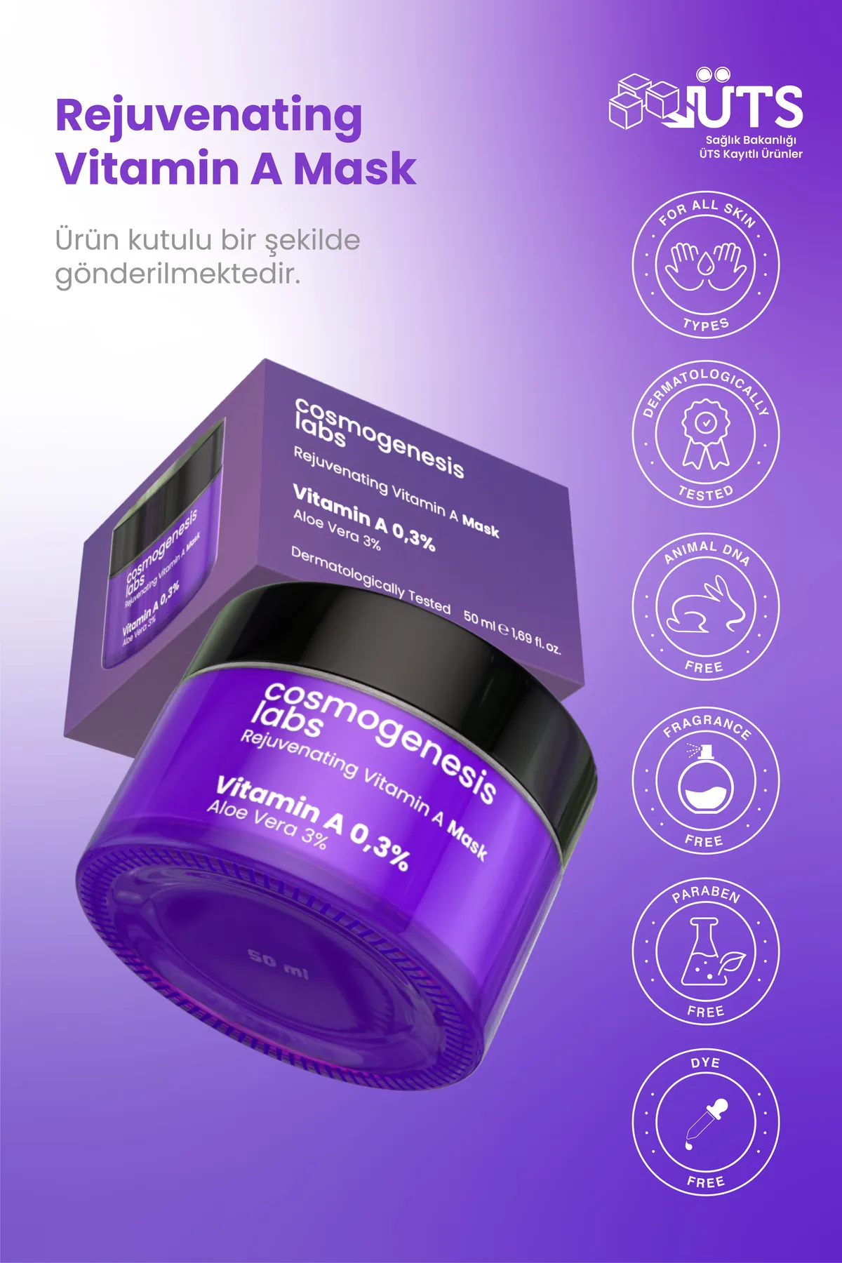 Cosmogenesis Labs, Gençleştirici, Kırışıklık ve Leke Azaltıcı, A Vitamini Maskesi - 50 ml