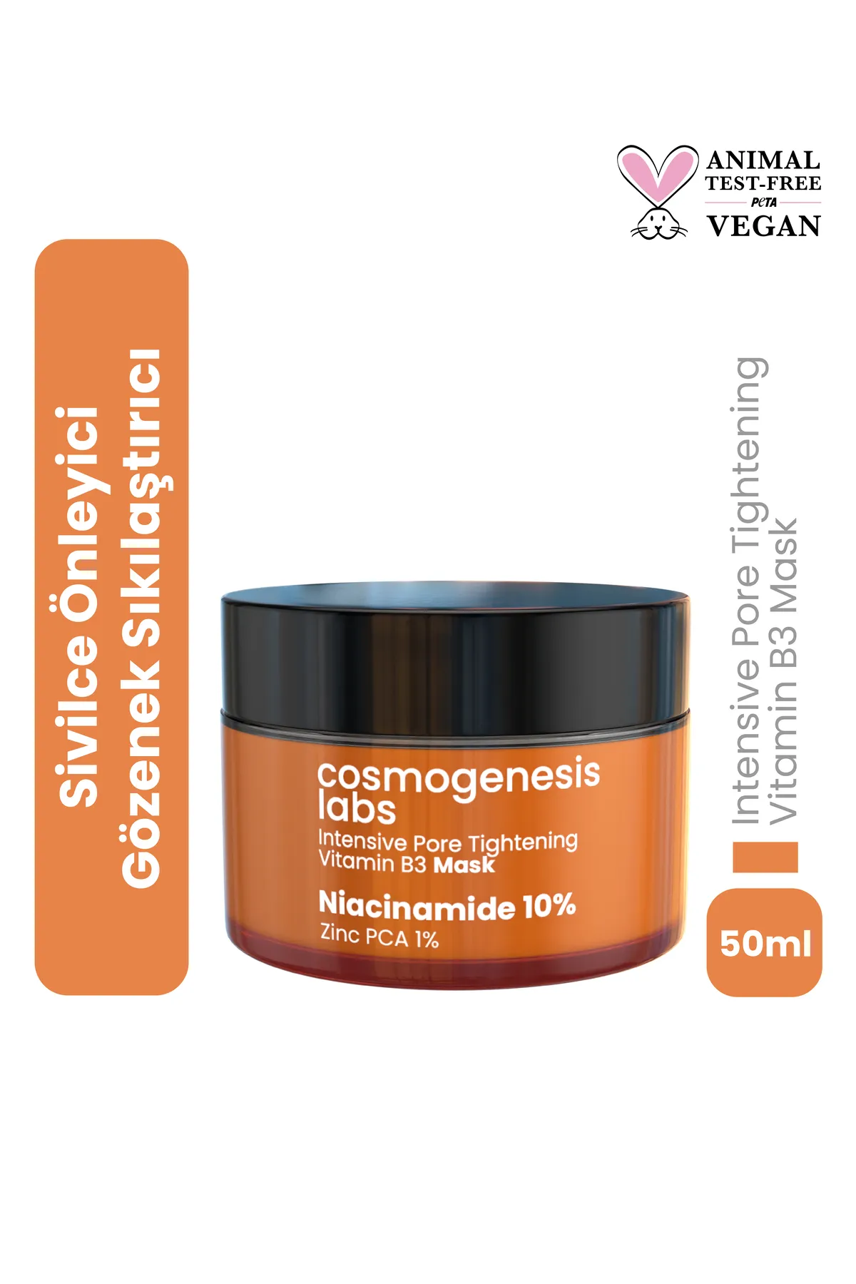 Cosmogenesis Labs, Gözenek Sıkılaştırıcı, B3 Vitamini, Maske - 50 ml