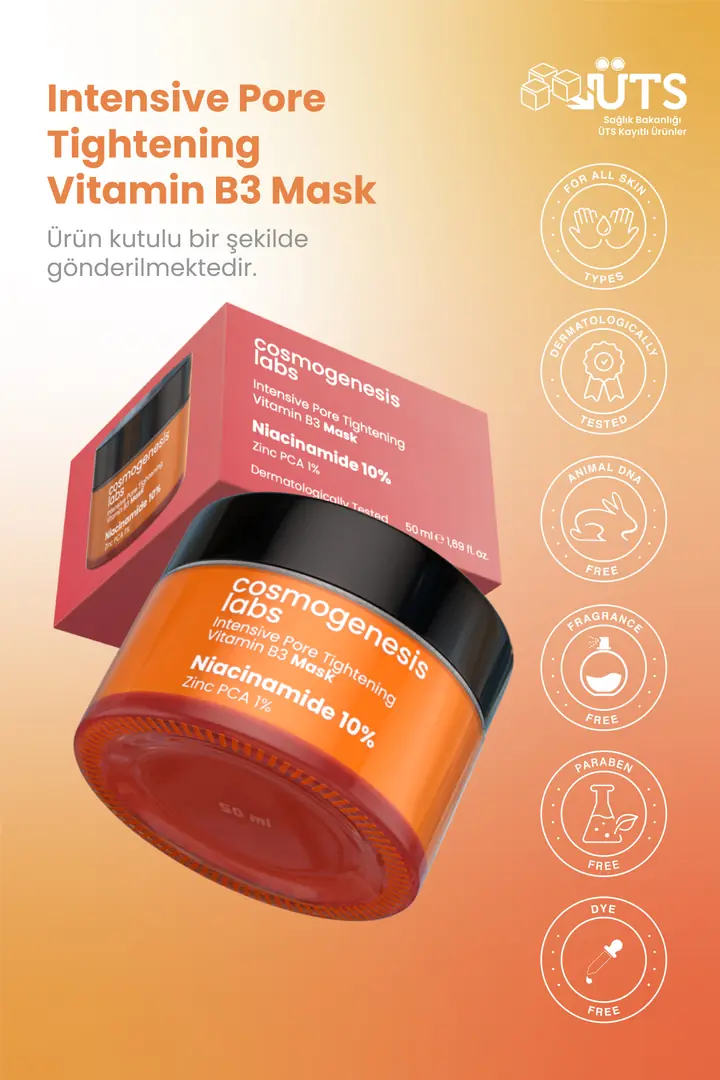 Cosmogenesis Labs, Gözenek Sıkılaştırıcı, B3 Vitamini, Maske - 50 ml