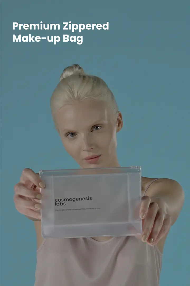 Cosmogenesis Labs, Unisex Geri Dönüştürülebilir, Şeffaf Plastik Kilitli, Premium Seyahat ve Makyaj Çantası