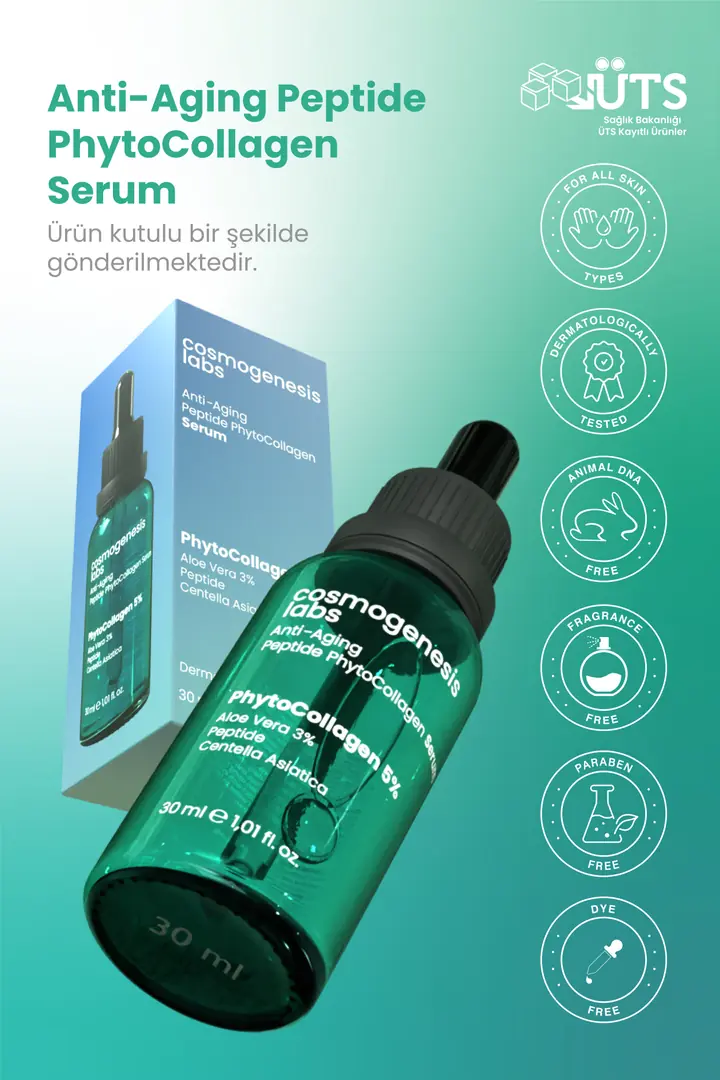 Cosmogenesis Labs, Yaşlanma Karşıtı, Yoğun Nemlendirme ve Sıkılaştırıcı, Bitksel Kolejen Serum - 30 ml