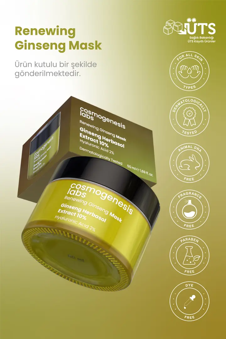 Cosmogenesis Labs, Yenileyici, Bariyer Güçlendirici ve Onarıcı, Ginseng Krem Yüz Maskesi - 50ml 