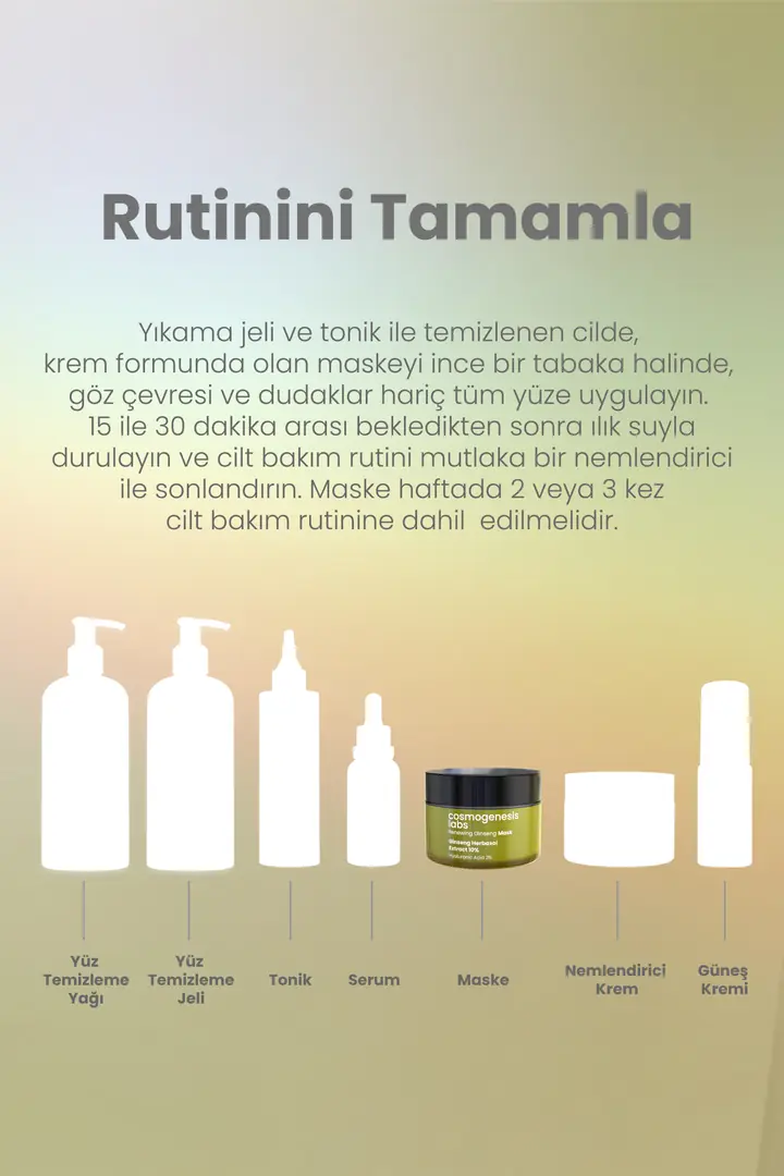 Cosmogenesis Labs, Yenileyici, Bariyer Güçlendirici ve Onarıcı, Ginseng Krem Yüz Maskesi - 50ml 