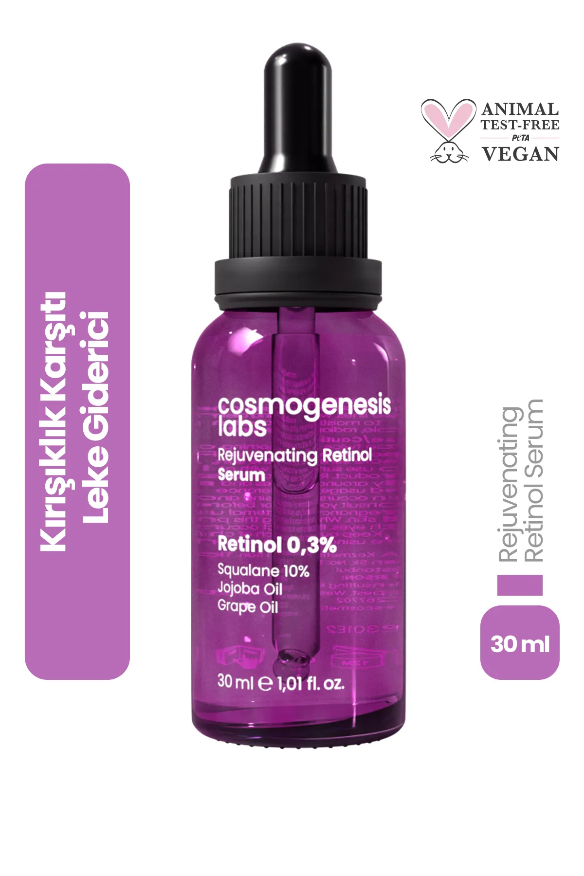 Cosmogenesis Labs, Canlandırıcı, Yaşlanma, Kırışıklık Karşıtı, Retinol Serum - 30 ml