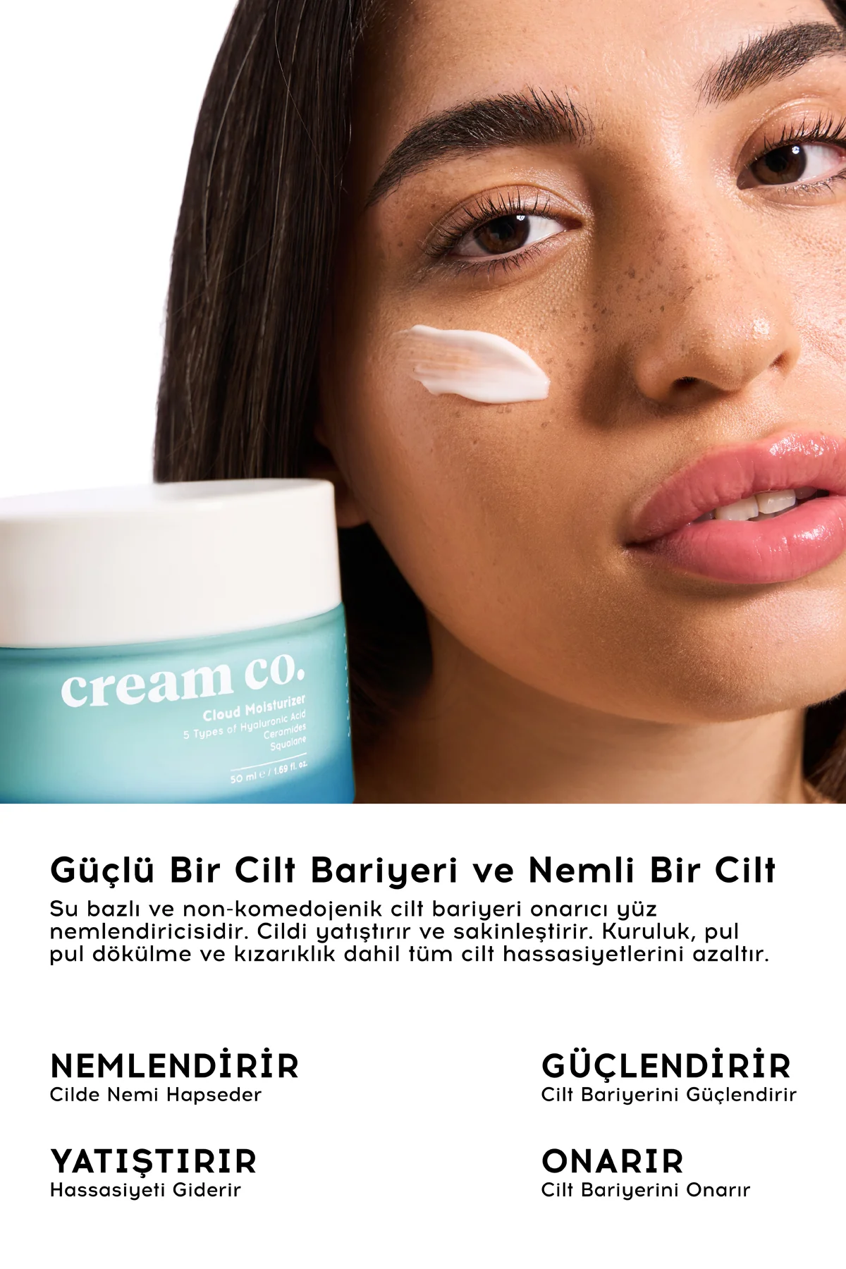 Cream Co. Su Bazlı, Cloud Moisturizer, Onarıcı, Nemlendirici, Yatıştırıcı Yüz Kremi - 50 ml