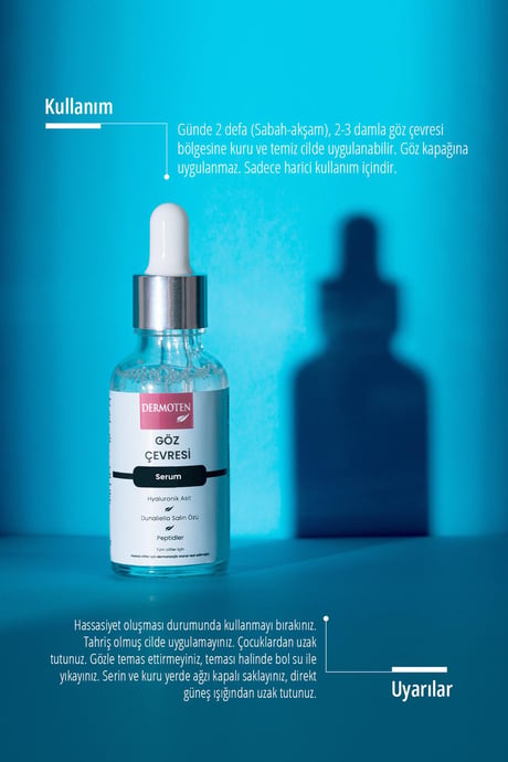 Dermoten, Hyaluronik Asit ve Dunaliella Salina Özlü, Göz Çevresi, Bakım Serumu - 30 ml