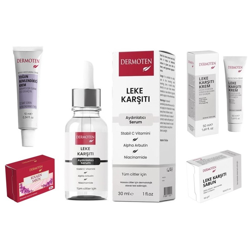  Dermoten, Leke Karşıtı, Cilt Bakım Seti (5’li Set)