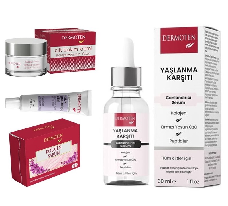 Dermoten, Yaşlanma Karşıtı, Cilt Bakım Seti (4’lü Set)