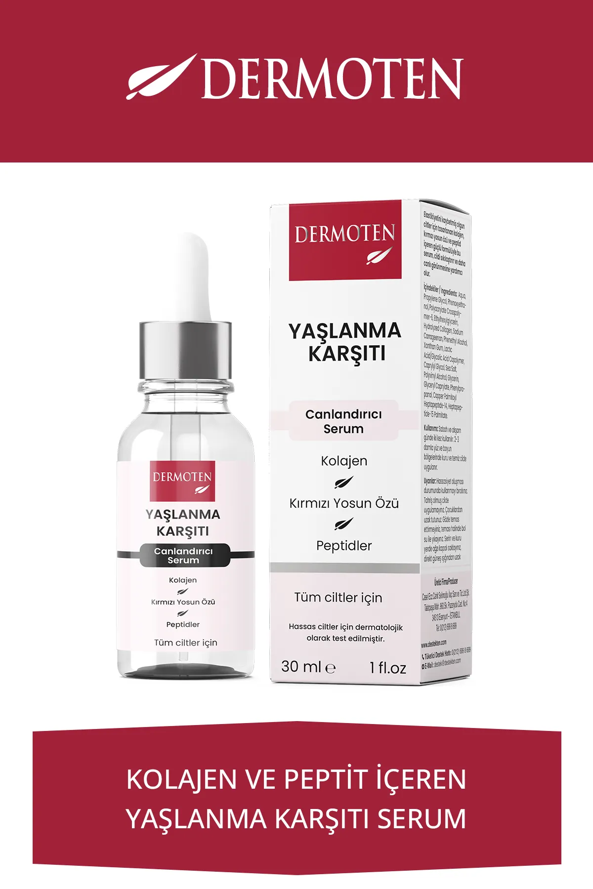 Dermoten, Yaşlanma Karşıtı, Cilt Bakım Seti (4’lü Set)