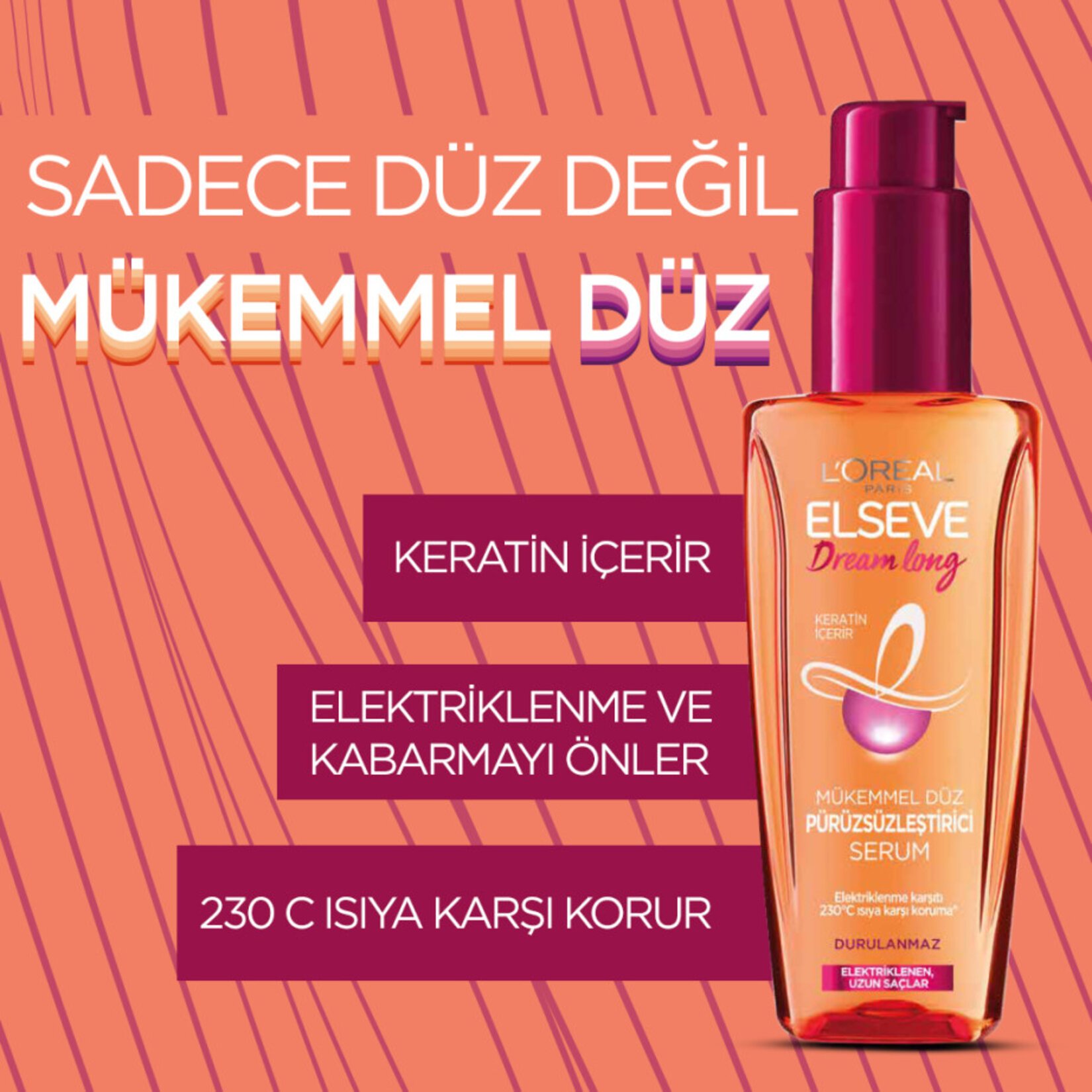 Elseve, Dream Long, Düz Pürüzsüzleştirici, Saç Serumu - 100 ml