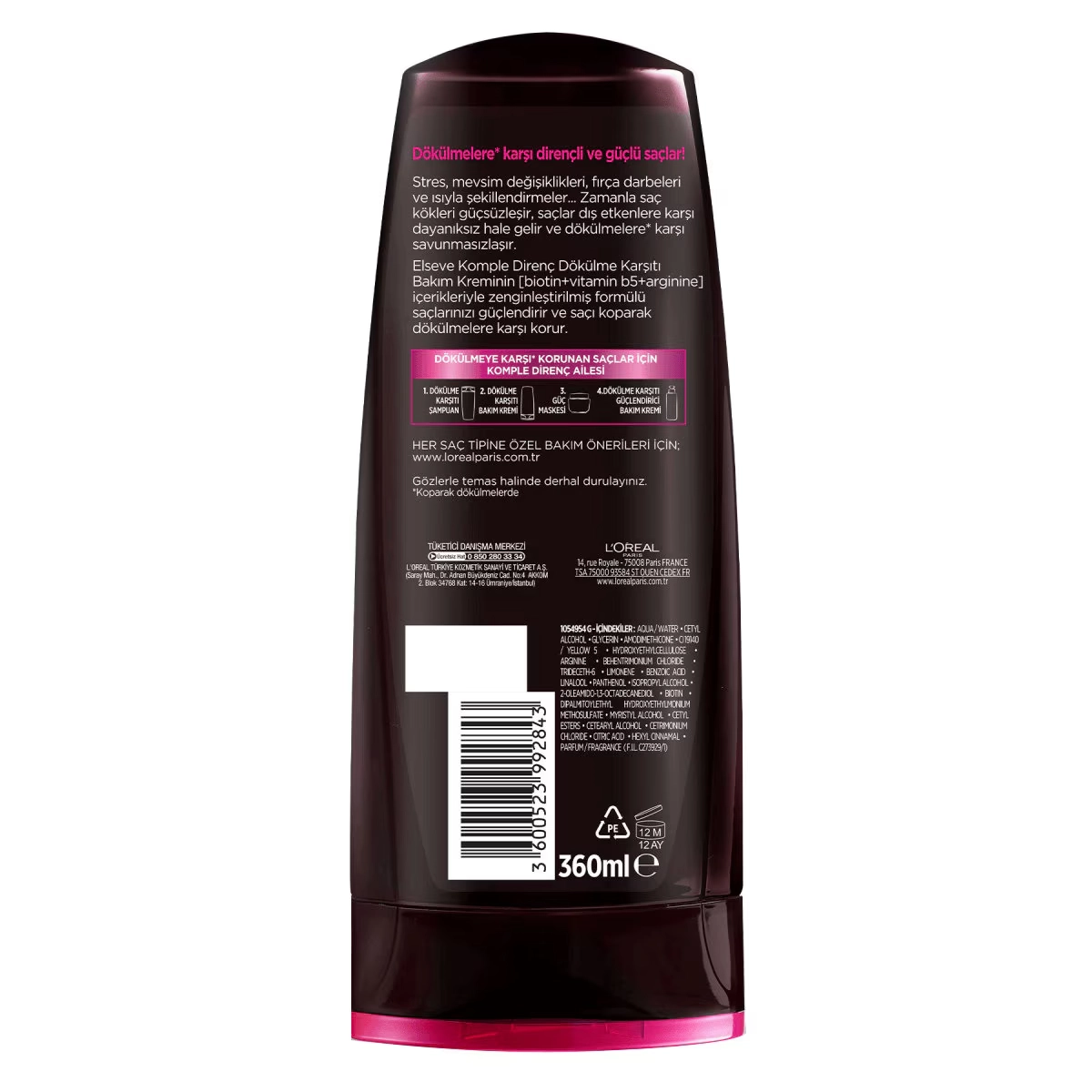 L’Oréal Paris Elseve, Arginine Direnç x3 Dökülme Karşıtı, Saç Bakım Kremi - 360 ml
