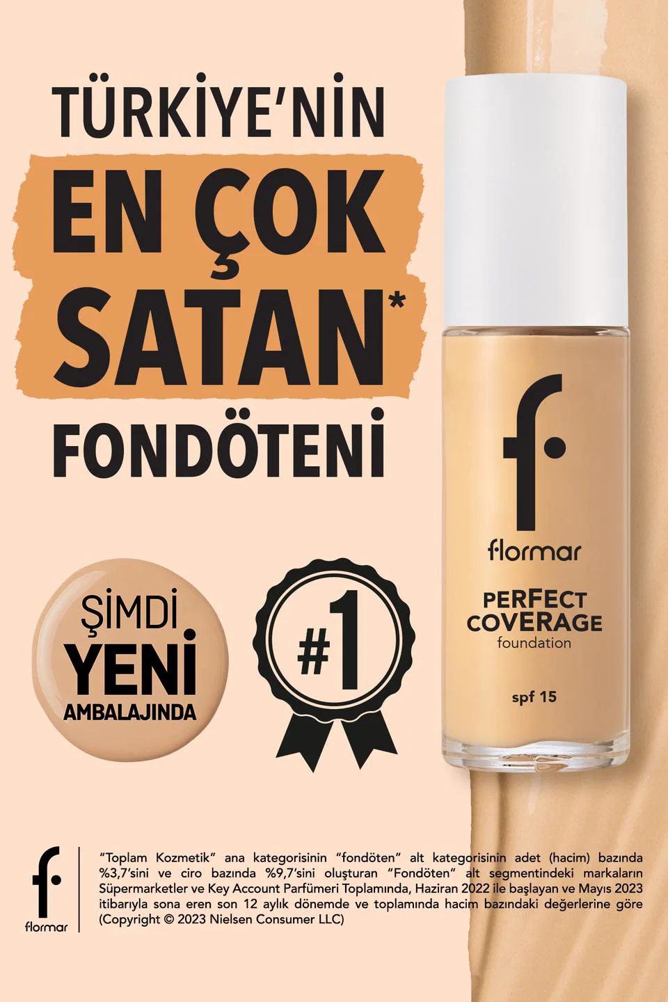 Flormar, Perfect Coverage Yüksek Pigmentli & Yarı Parlak Bitişli SPF15 Fondöten - 102 SFT BEIGE