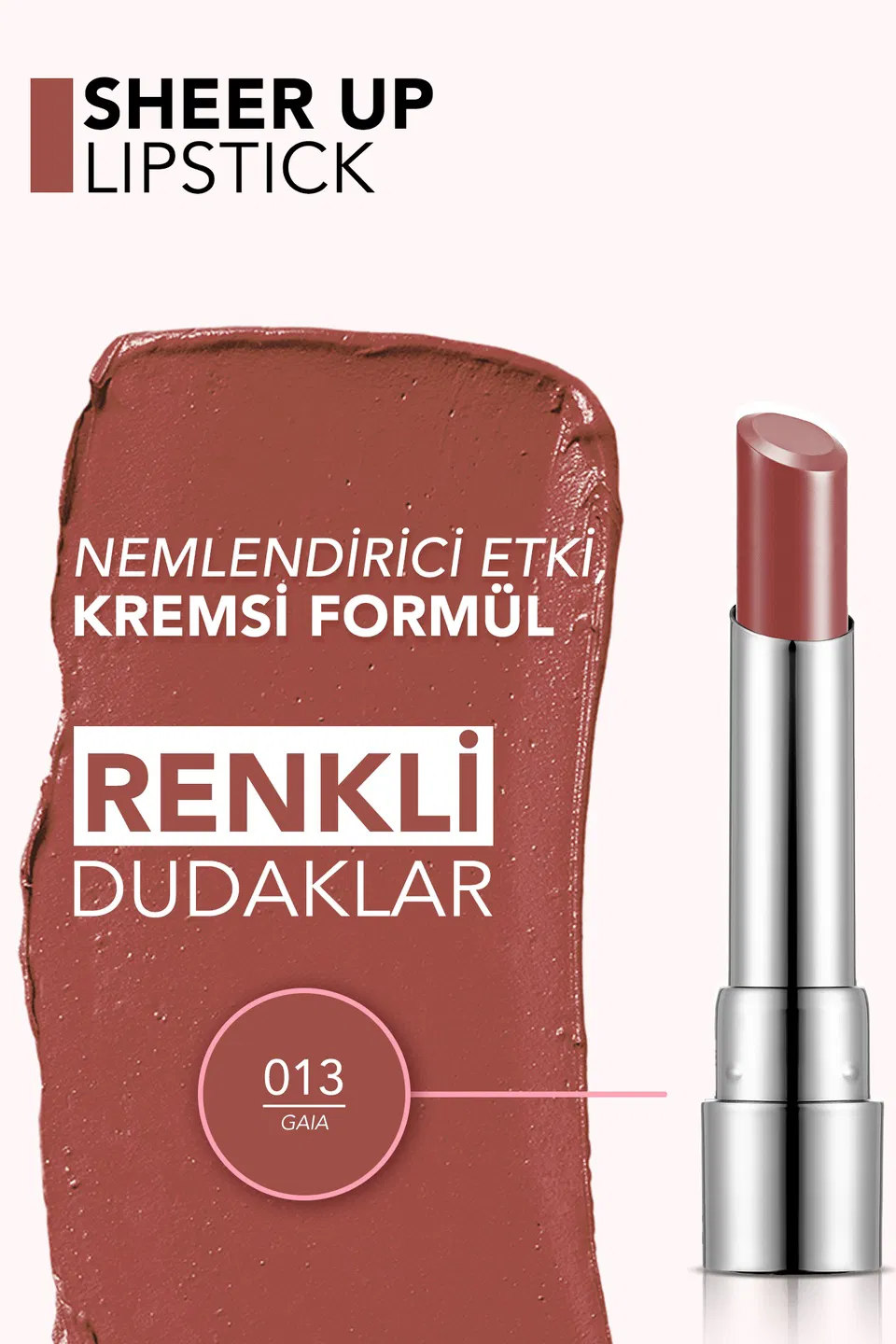 Flormar, Sheer Up Lipstick, Nemlendirici, Parlak Ruj - No: 013 - Gaia