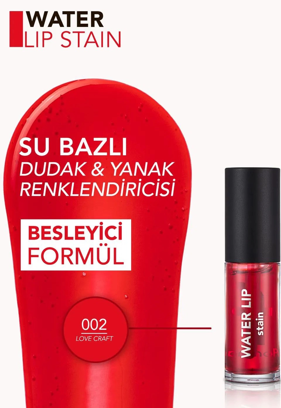 Flormar, Water Lip Stain, Su Bazlı & Kalıcı Dudak Renklendiricisi - 002 Love Craft