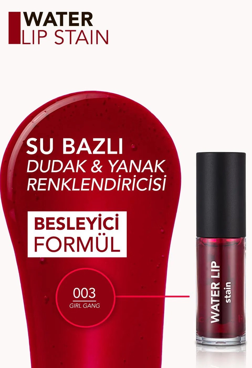 Flormar, Water Lip Stain, Su Bazlı & Kalıcı Dudak Renklendiricisi - 003 Girl Gang