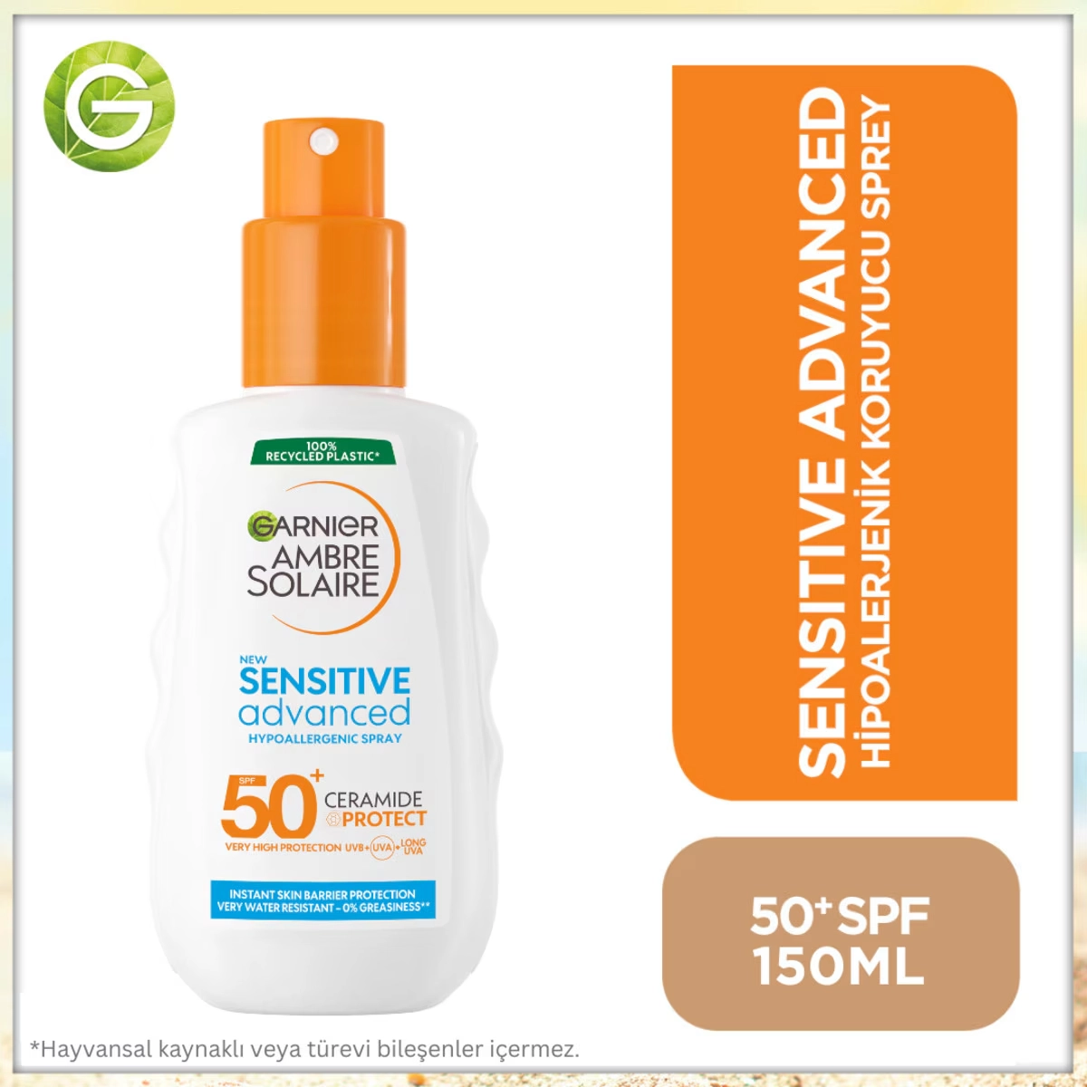 Garnier, Ambre Solaire Sensitive, Advanced Hipoalerjenik, Güneş Koruyucu Sprey, SPF50 - 150 ml