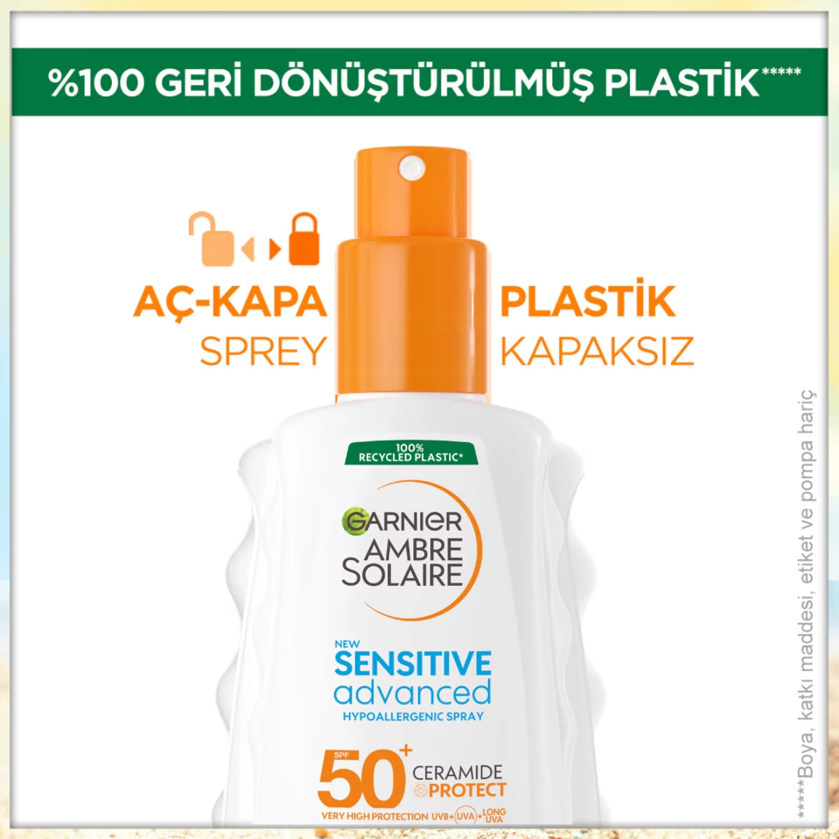 Garnier, Ambre Solaire Sensitive, Advanced Hipoalerjenik, Güneş Koruyucu Sprey, SPF50 - 150 ml