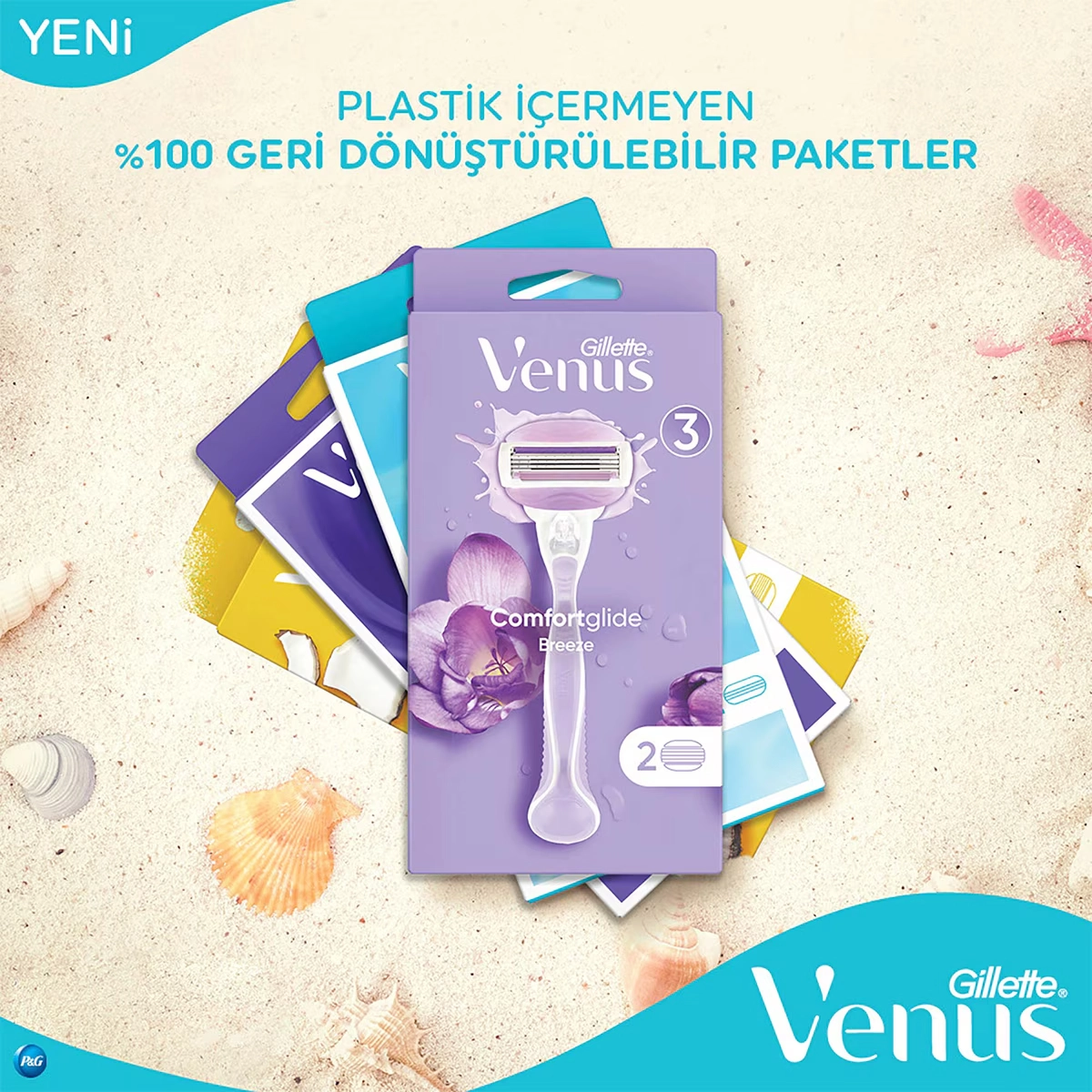 Gillette Venus, Comfortglide Breeze Tıraş Makinesi + 2 Adet Yedek Başlık