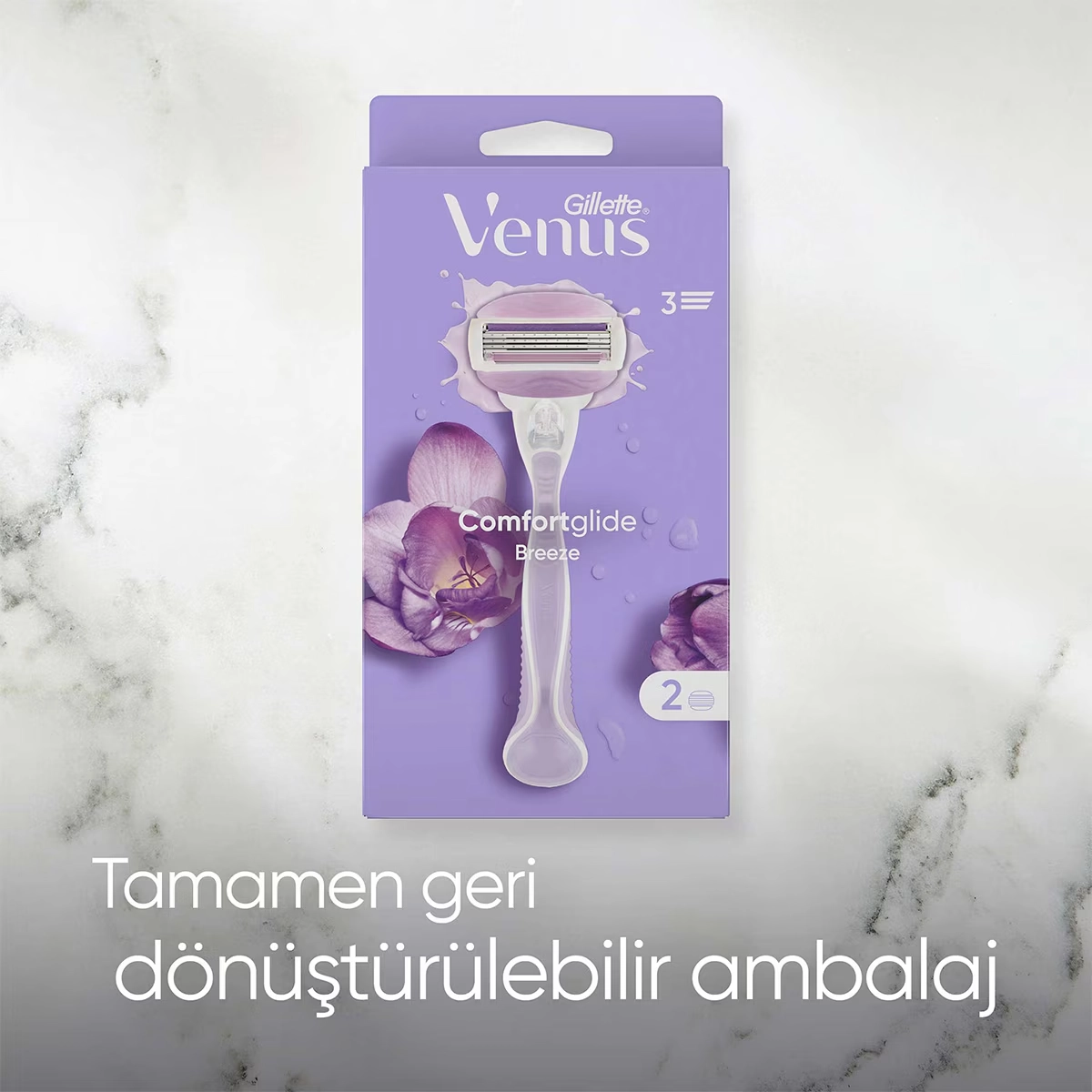 Gillette Venus, Comfortglide Breeze Tıraş Makinesi + 2 Adet Yedek Başlık