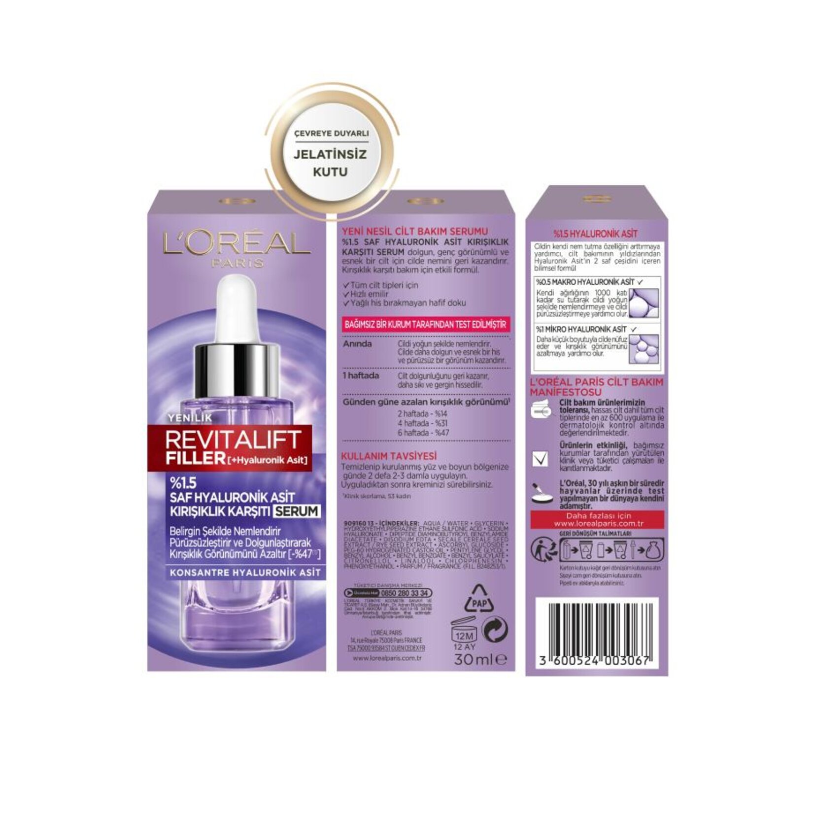 L’Oréal Paris, Revitalift Filler, %1.5 Saf Hyaluronik Asit, Kırışıklık Karşıtı Serum - 30 ml
