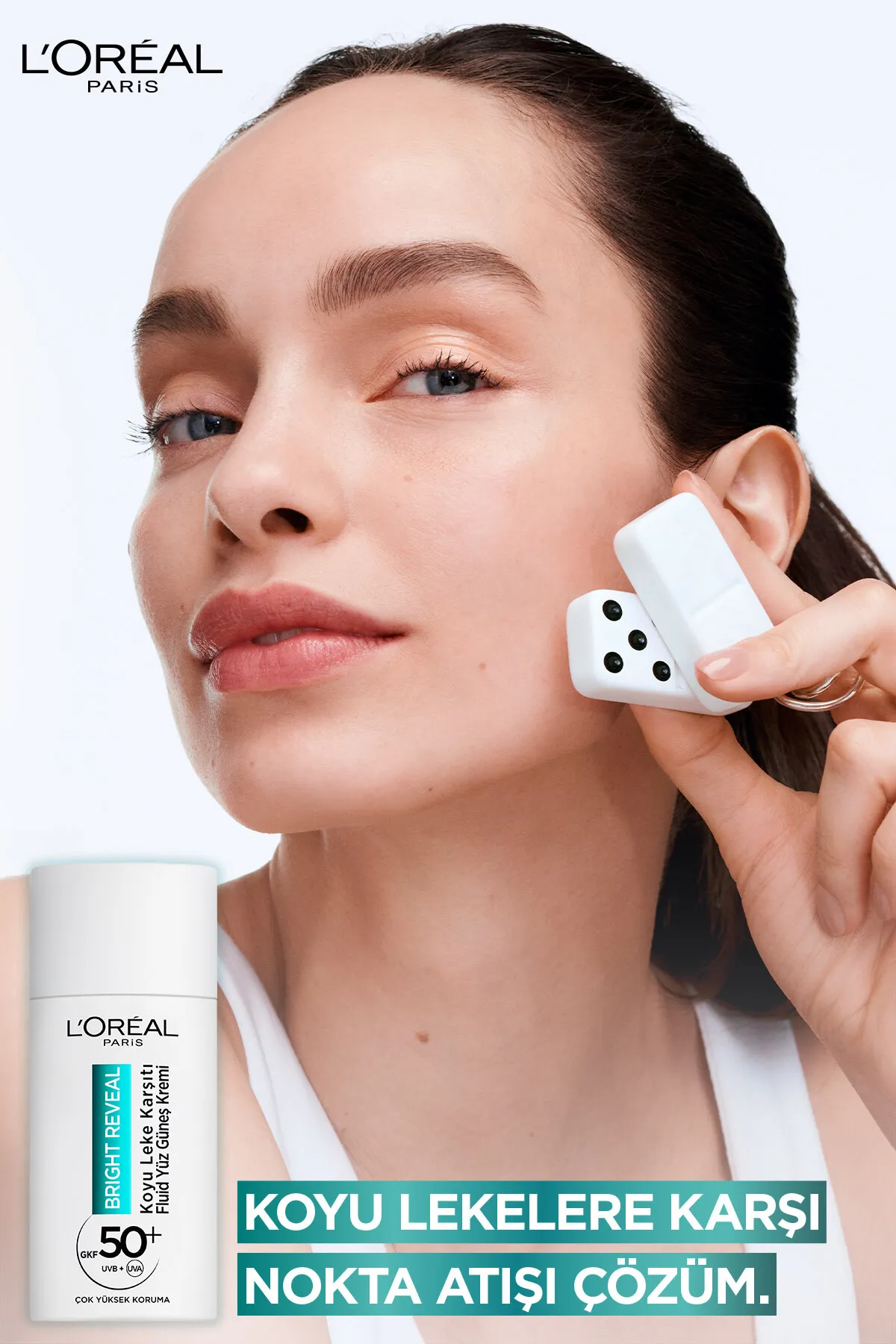 L’Oreal Paris, Bright Reveal Spf 50+, Koyu Leke Karşıtı Fluid, Günlük Yüz Güneş Kremi - 50ml