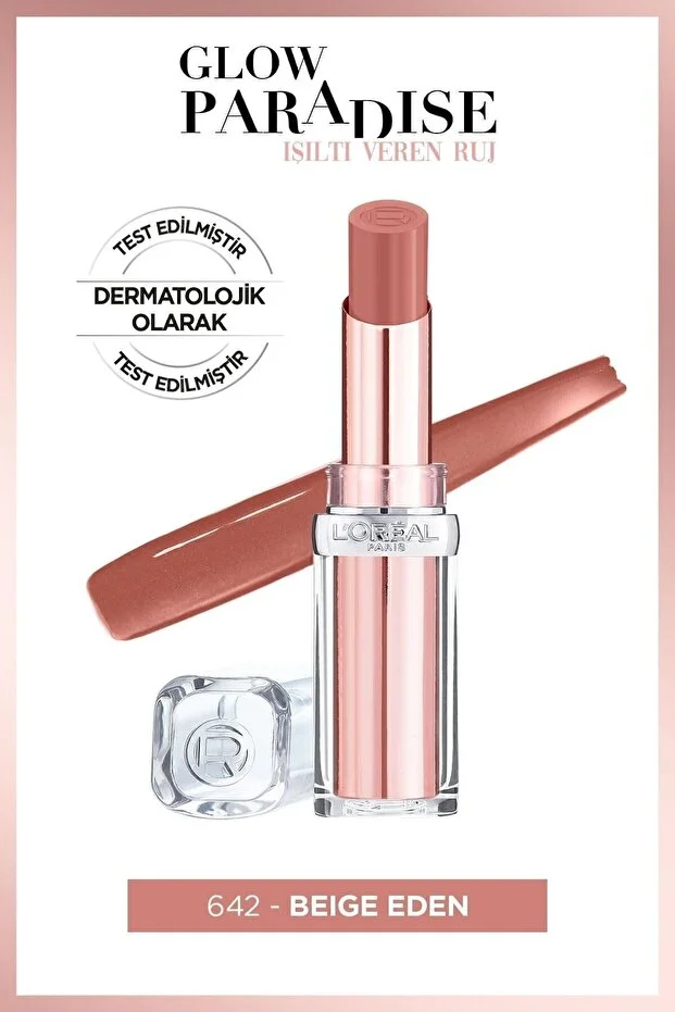 L’Oreal Paris, Glow Paradise, Balm in lipstick, Işıltı Veren Ruj - 642 Beige Eden Sheer