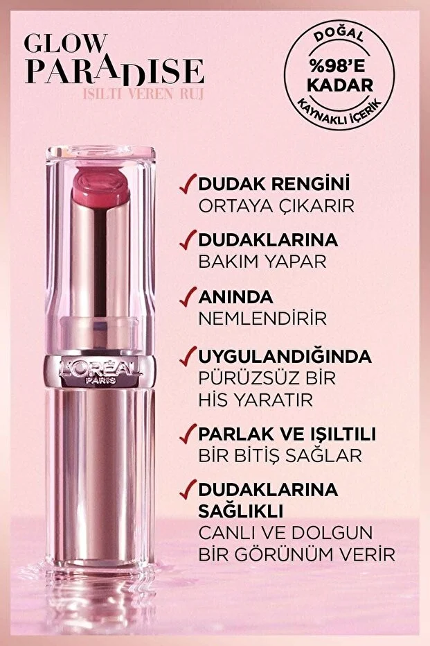 L’Oreal Paris, Glow Paradise, Balm in lipstick, Işıltı Veren Ruj - 642 Beige Eden Sheer