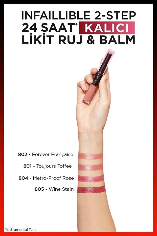 L’Oreal Paris, Infaillible 2-step, 24 Saat Kalıcı, Likit Ruj & Balm - 312 Incessant Russet
