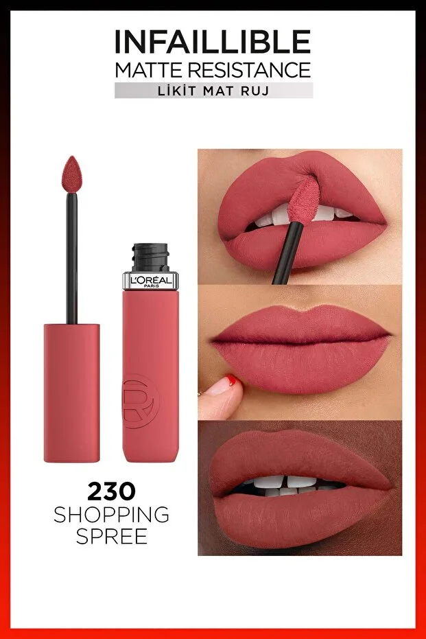 L’Oreal Paris, Infaillible Matte, Resistance Likit Mat Ruj - 230 Shopping Spree