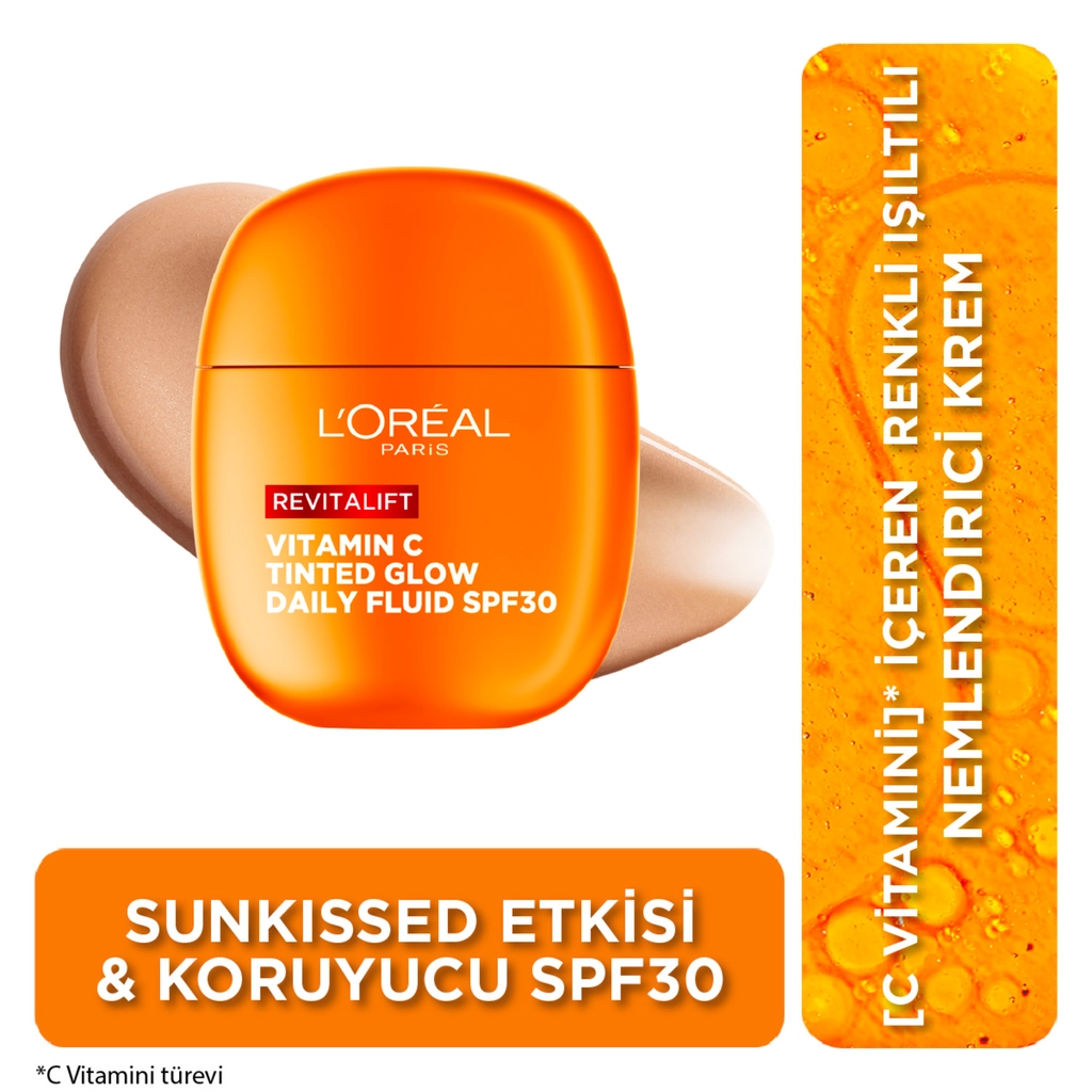 L’Oreal Paris, Revitalift Clinical, C Vitamini İçeren, Renkli Işıltılı, SPF30, Nemlendirici, Yüz Güneş Kremi - 40 ml