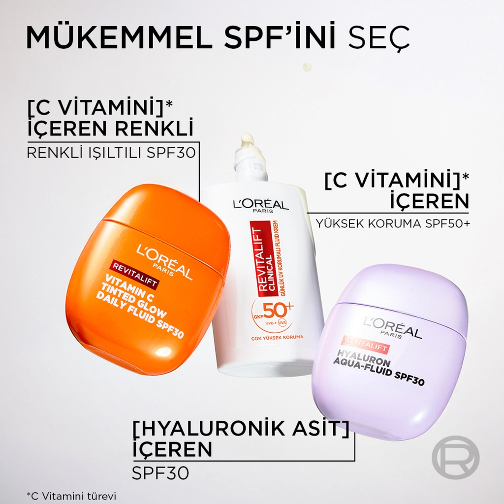 L’Oreal Paris, Revitalift Clinical, C Vitamini İçeren, Renkli Işıltılı, SPF30, Nemlendirici, Yüz Güneş Kremi - 40 ml