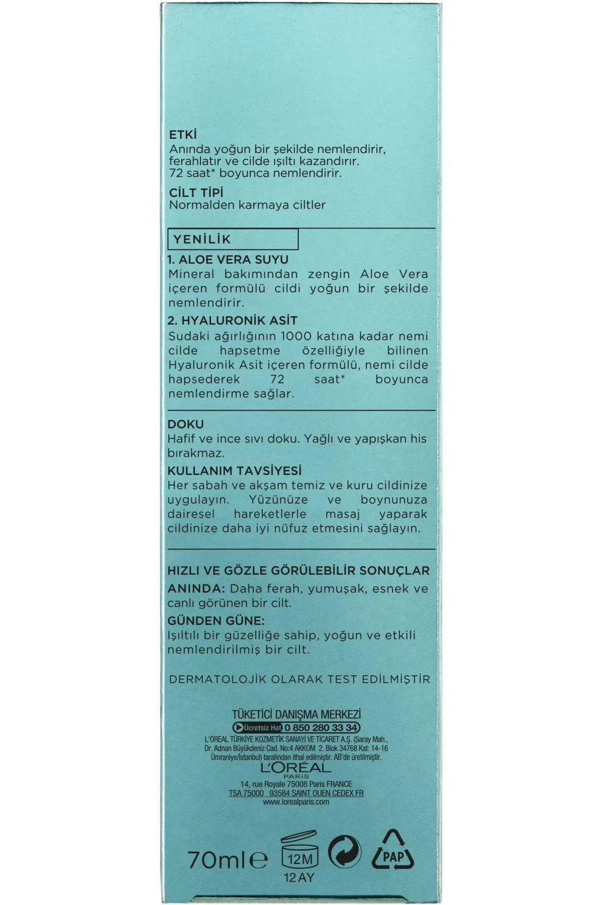 L’oréal Paris, Nem Terapisi, Aloe Vera Suyu, Normalden Karmaya Ciltler