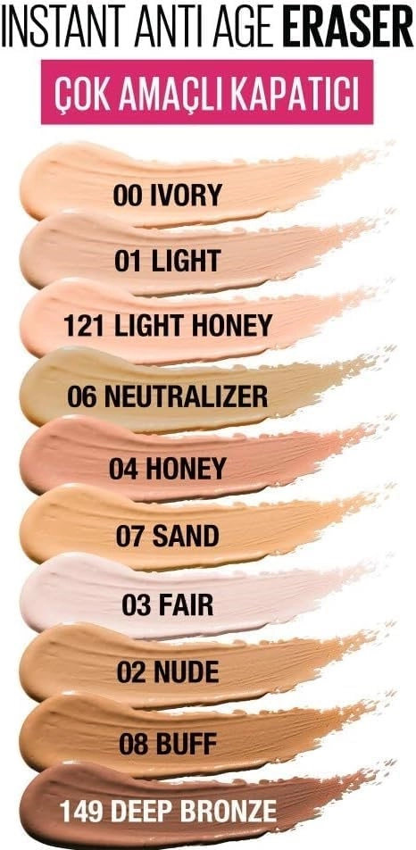 Maybelline New York, Instant Anti Age Eraser Kapatıcı, 00 Ivory & Mini, Tattoo Liner Gel Pencil, Makyaj Seti