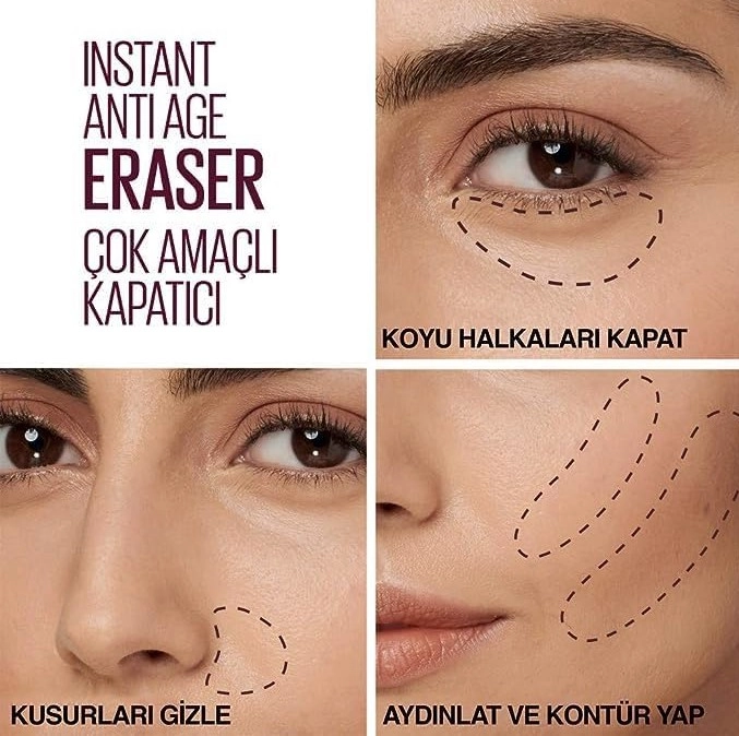 Maybelline New York, Instant Anti Age Eraser Kapatıcı, 00 Ivory & Mini, Tattoo Liner Gel Pencil, Makyaj Seti