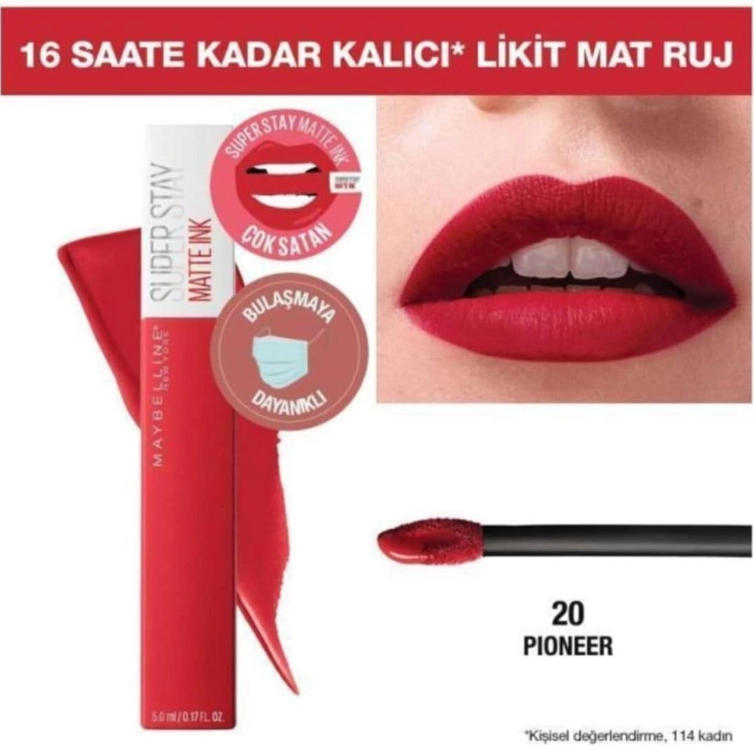 Maybelline New York, Instant Anti Age Eraser Kapatıcı, 00 Ivory & Mini, Super Stay Matte Ink Likit Mat Ruj, 20 Pioneer, Makyaj Seti