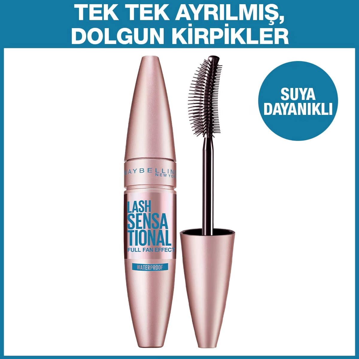 Maybelline New York, Lash Sensational, Yelpaze Etkili, Suya Dayanıklı Maskara - Siyah